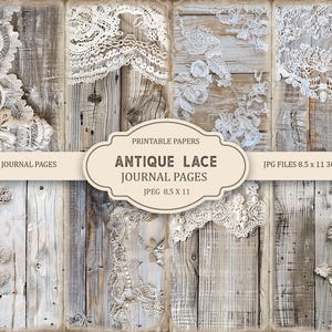 Antieke Lace Junk Journal afdrukbare pagina's, Junk Journal Kit, afdrukbare plakboek, Afdrukbaar papier, Digitaal collageblad, Instant Download