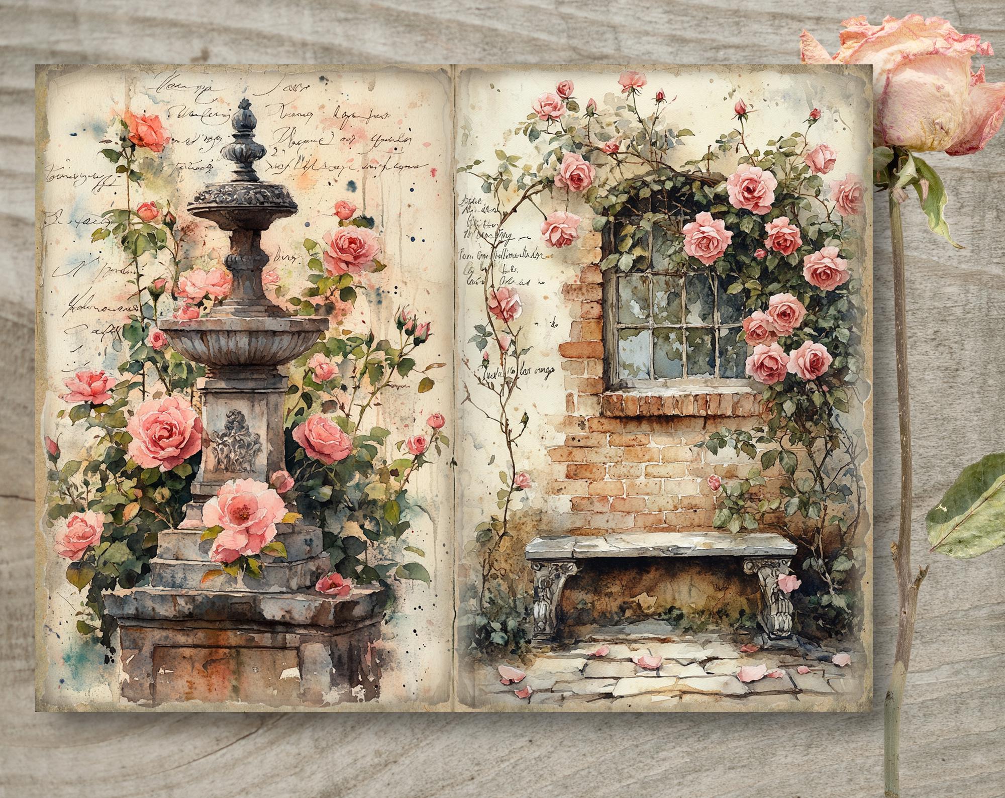 Shabby Chic Garden Junk Journal Pages, Spring Ephemera, Scrapbook ...