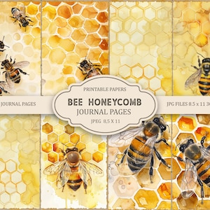 Bee Honeycomb Junk Journal-pagina's, vintage Bee Junk Journal Kit, Junk Journal Paper, digitaal collageblad, Instant Download