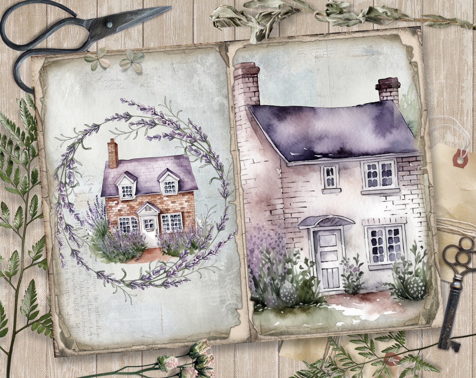 Lavender Cottage Junk Journal Pages, Spring Ephemera, Scrapbook ...