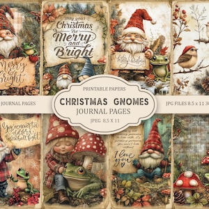 Pages imprimables du journal indésirable des gnomes de Noël, kit de journal indésirable, scrapbooking, papier imprimable, collage numérique, téléchargement immédiat