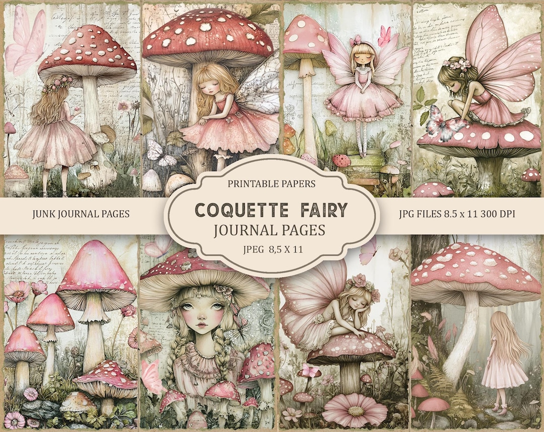 Coquette Fairy Junk Journal Pages, Spring Ephemera, Scrapbook Printable ...