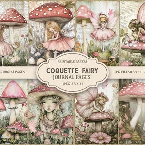 Coquette Fairy Junk Journal Pages, éphémères printaniers, imprimables Scrapbooking, papier imprimable, collage numérique, pages printanières,