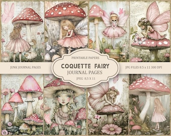 Coquette Fairy Junk Journal Pages, Spring Ephemera, Scrapbook printable, Printable Paper, Digital Collage, Spring Pages,