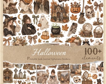 Halloween Stickers for Junk Journals, Printable Fussy Cuts, Digital Ephemera, Scrapbook,  JPG Part 3