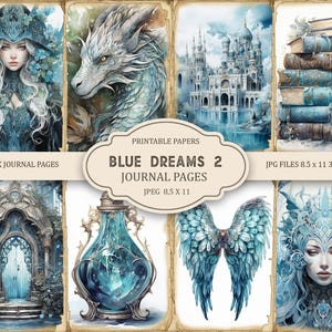 Blue Dreams 2 Junk Journal Printable Pages, Junk Journal Kit, Scrapbook Printable, Printable Paper, Digital Collage, Instant Download