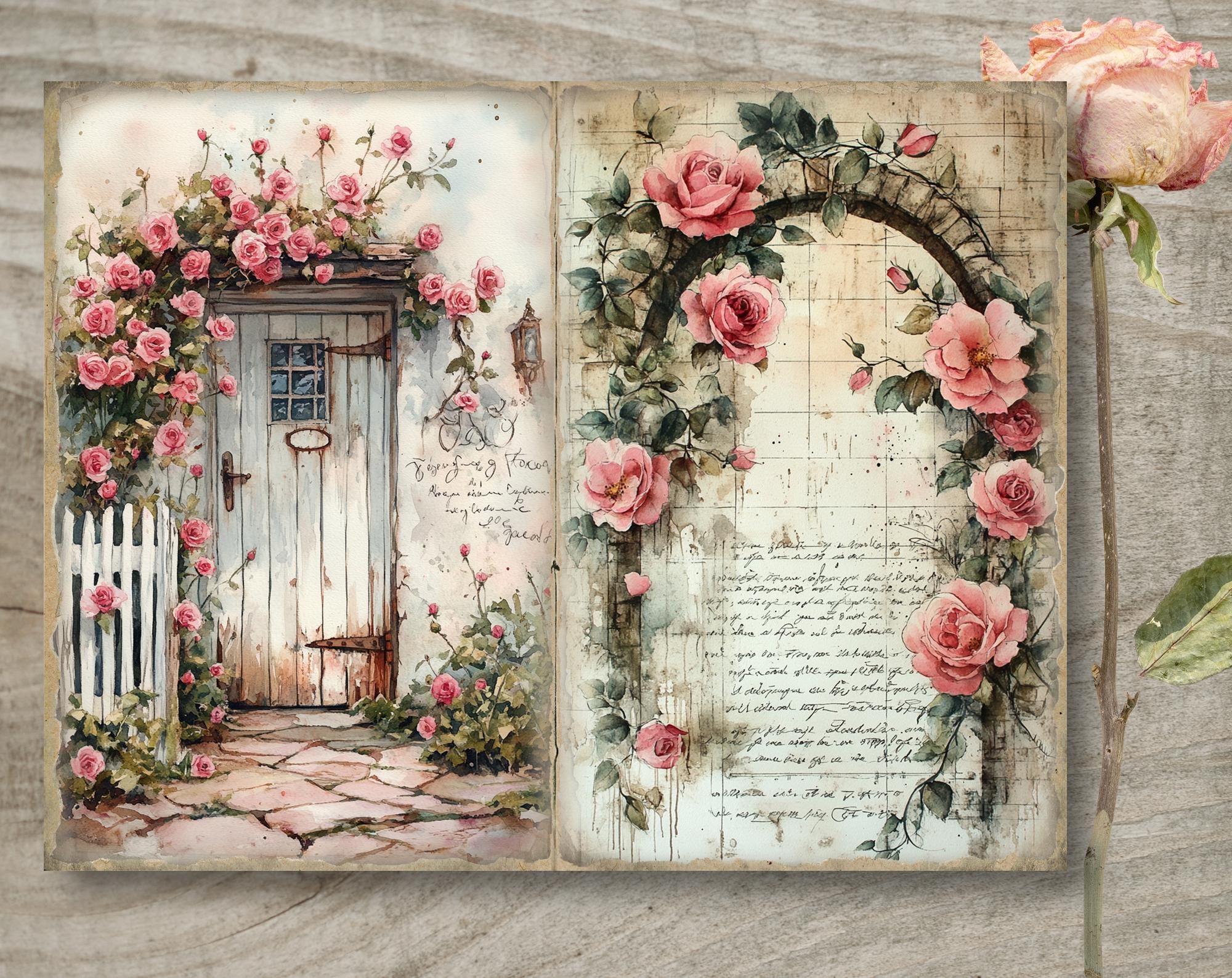 Shabby Chic Garden Junk Journal Pages, Spring Ephemera, Scrapbook ...