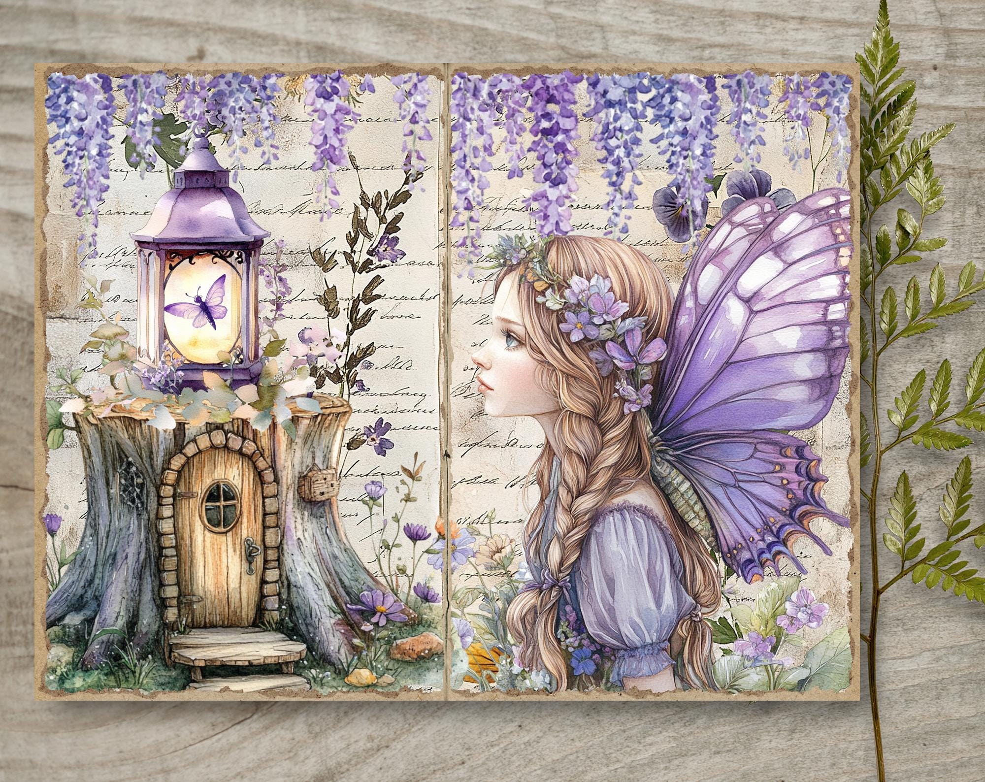 Purple Fairies 1 Junk Journal Pages, Spring Ephemera, Scrapbook ...