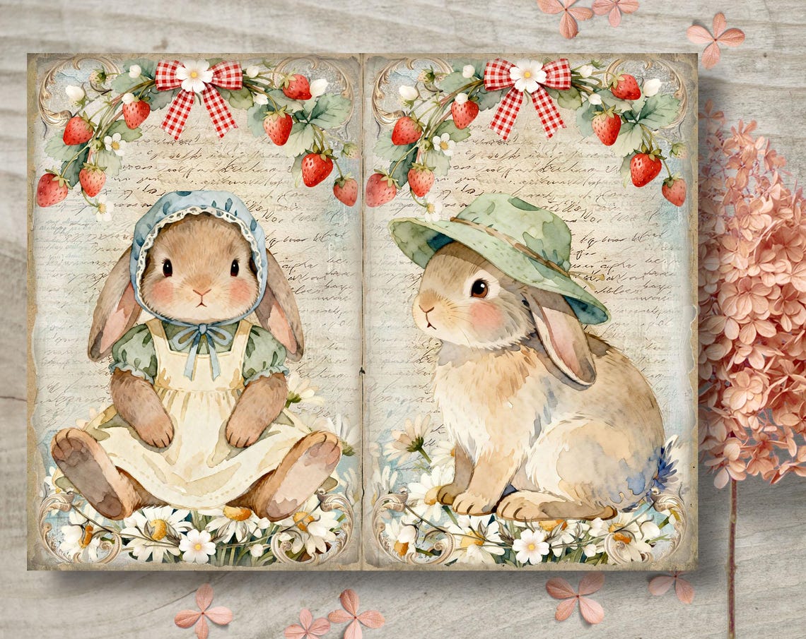 Spring Bunny Junk Journal Kit: Printable Garden Pages (JPG, PDF) - Etsy