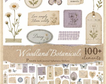 Daisies Stickers for Junk Journals, Printable Fussy Cuts, Digital Ephemera, Scrapbook,  JPG