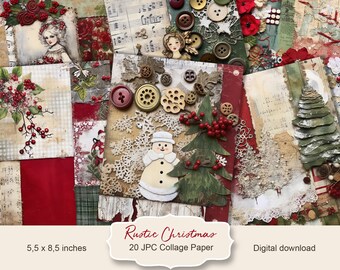 居心地の良いキャビンのジャンクジャーナルページ、クリスマスデジタル