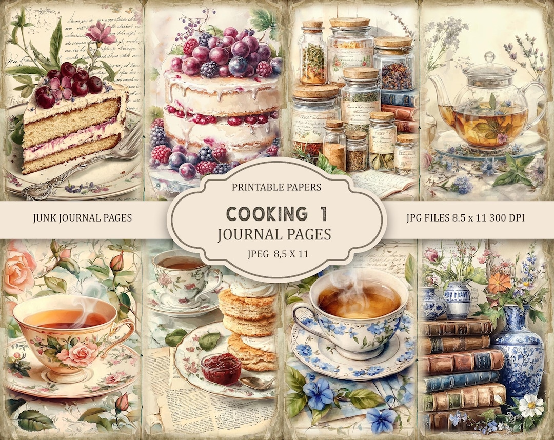 Cooking 1 Junk Journal Pages, Winter Ephemera, Scrapbook Printable ...