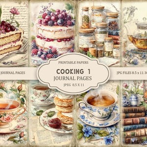 Kochen 1 Junk Journal Seiten, Winter Ephemera, Scrapbook druckbare, bedruckbares Papier, Digital Collage, Frühling Seiten, Digital Collage