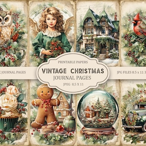 Vintage Christmas 2 Junk Journal Printable Pages, Junk Journal Kit, Scrapbook printable, Printable Paper, Digital Collage, Instant Download