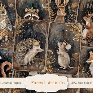 Regal Wald Tiere Junk Journal Kit, Frühling Ephemera, Scrapbook druckbare, bedruckbares Papier, digitale Collage, Frühling Seiten, digitale Collage