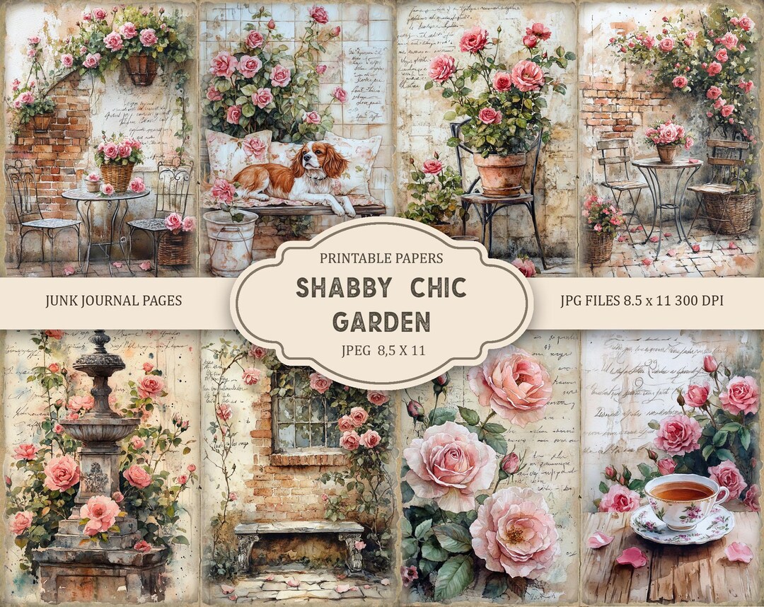 Shabby Chic Garden Junk Journal Pages, Spring Ephemera, Scrapbook ...