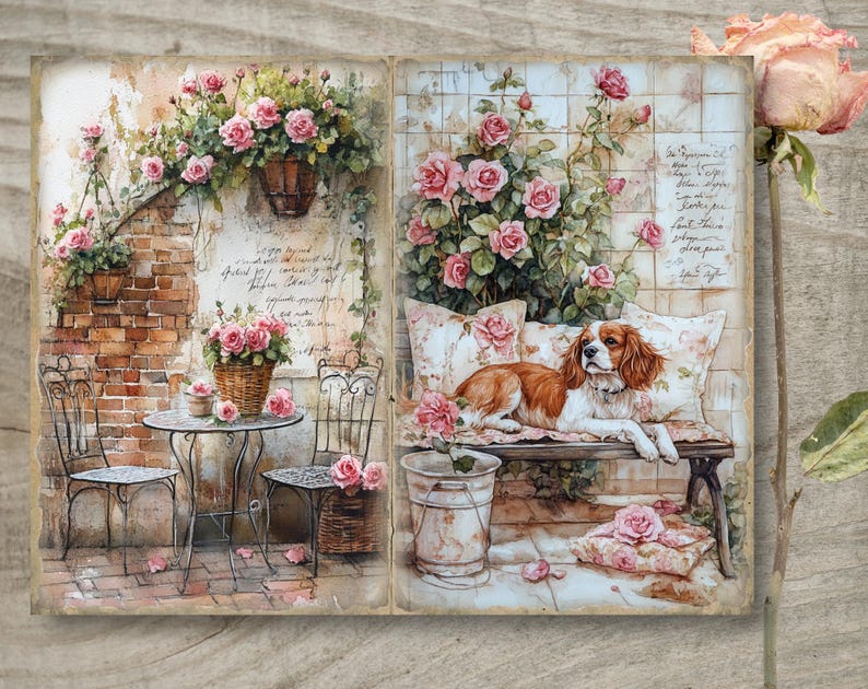 Shabby Chic Garden Junk Journal Pages, Spring Ephemera, Scrapbook ...