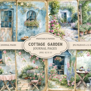 Pages de journal indésirable du jardin du chalet, éphémères du printemps, album à imprimer, papier imprimable, collage numérique, pages de printemps, collage numérique