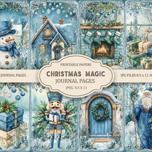 Páginas imprimibles para diario basura Christmas Magic 2, kit para diario basura, álbum de recortes, papel imprimible, collage digital, descarga instantánea