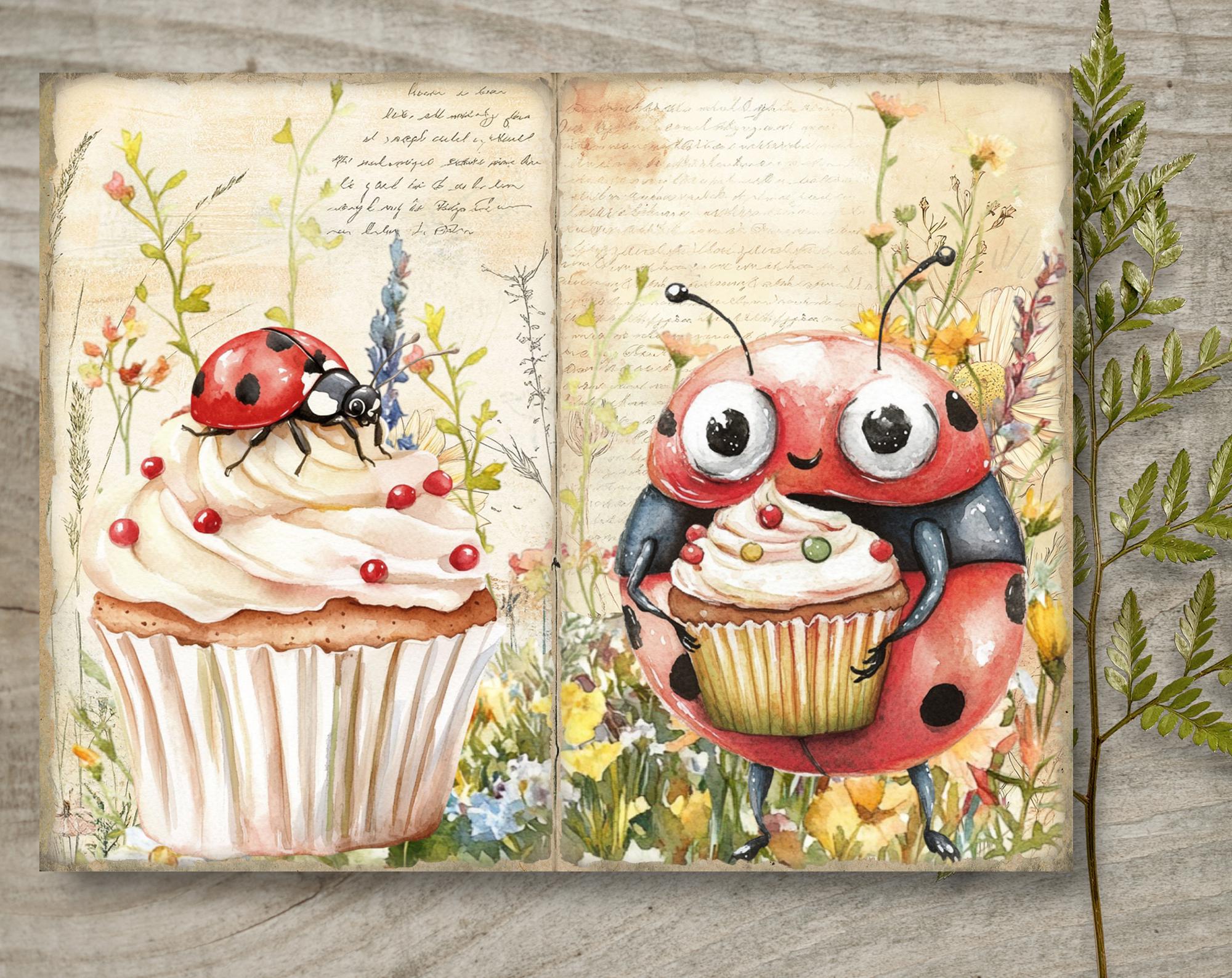 Baby Ladybug Pages Junk Journal Kit: Printable Scrapbook Pages, Flowers ...