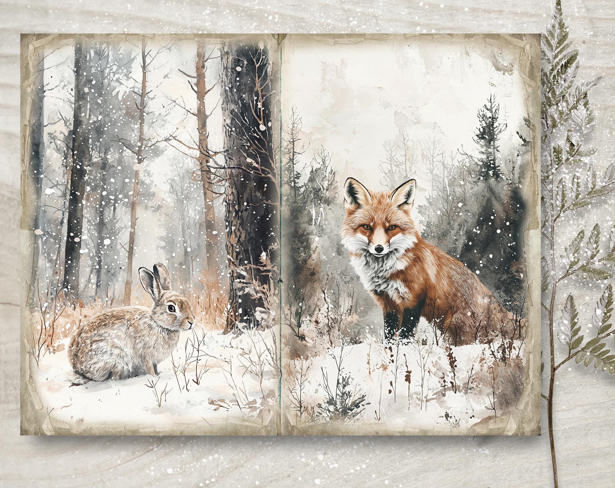 Forest Christmas Junk Journal Kit: Printable Scrapbook Pages (JPG, PDF ...