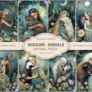 Câlins animaux Junk Journal Pages imprimables, kit de journal indésirable, scrapbooking, papier imprimable, collage numérique, téléchargement immédiat