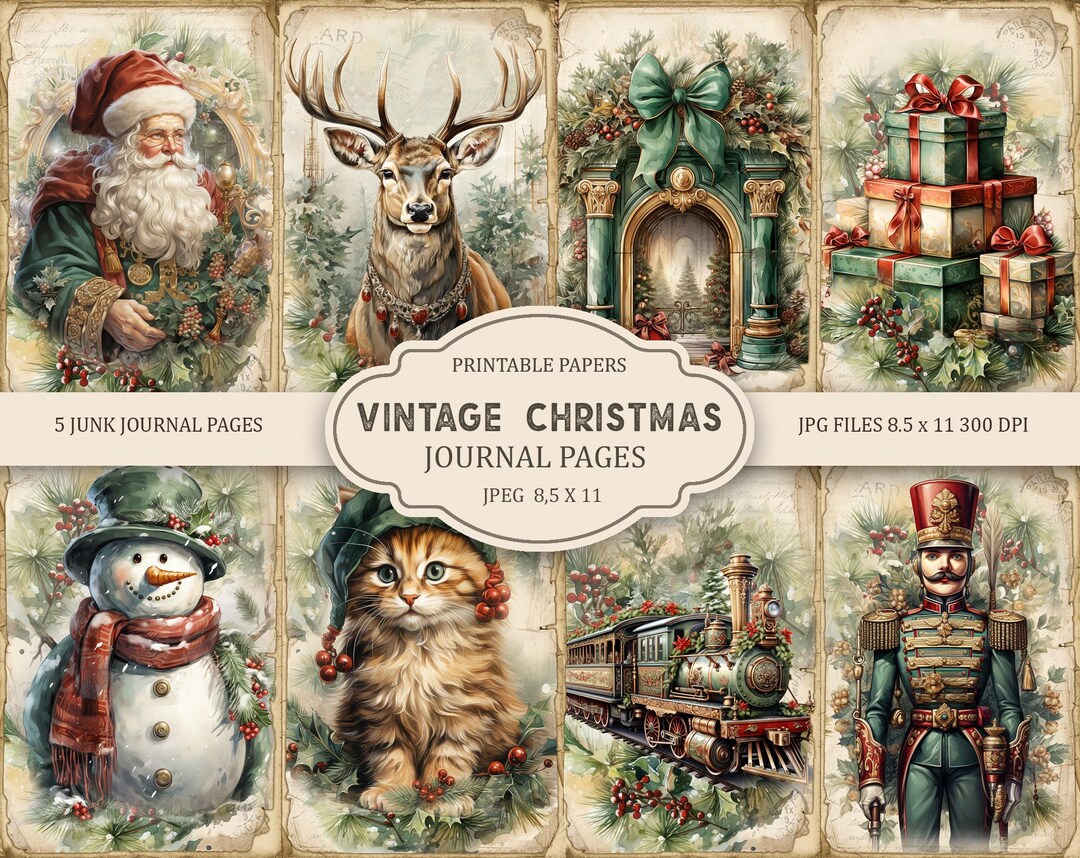 Vintage Christmas 1 Junk Journal Printable Pages, Scrapbook Printable ...