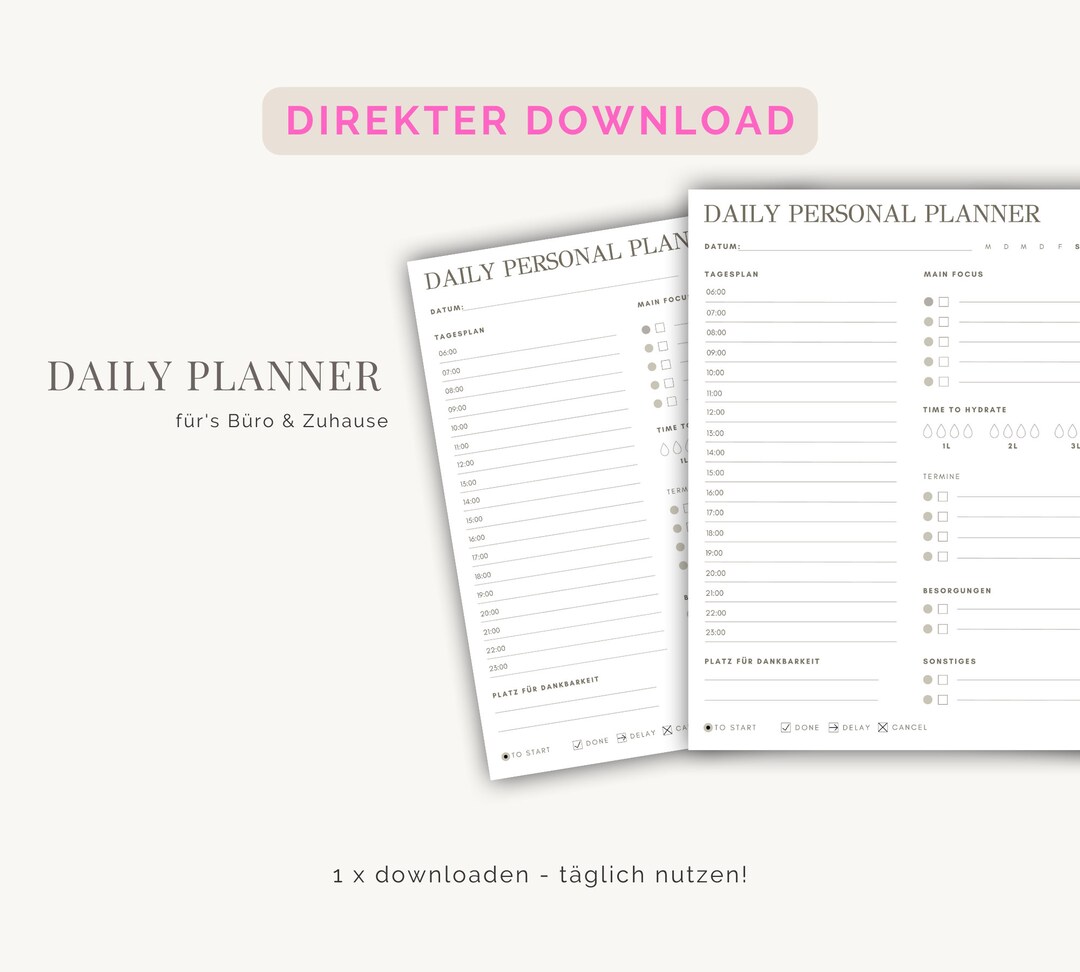 Instant Download Daily Planner Printable & Digital - Etsy