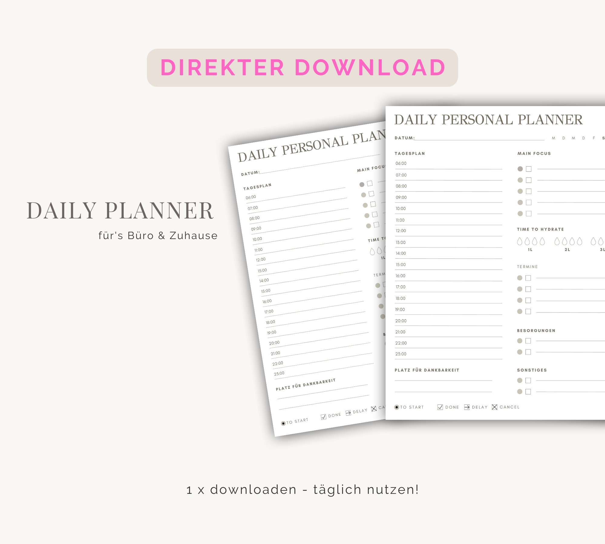Instant Download Daily Planner Printable & Digital - Etsy