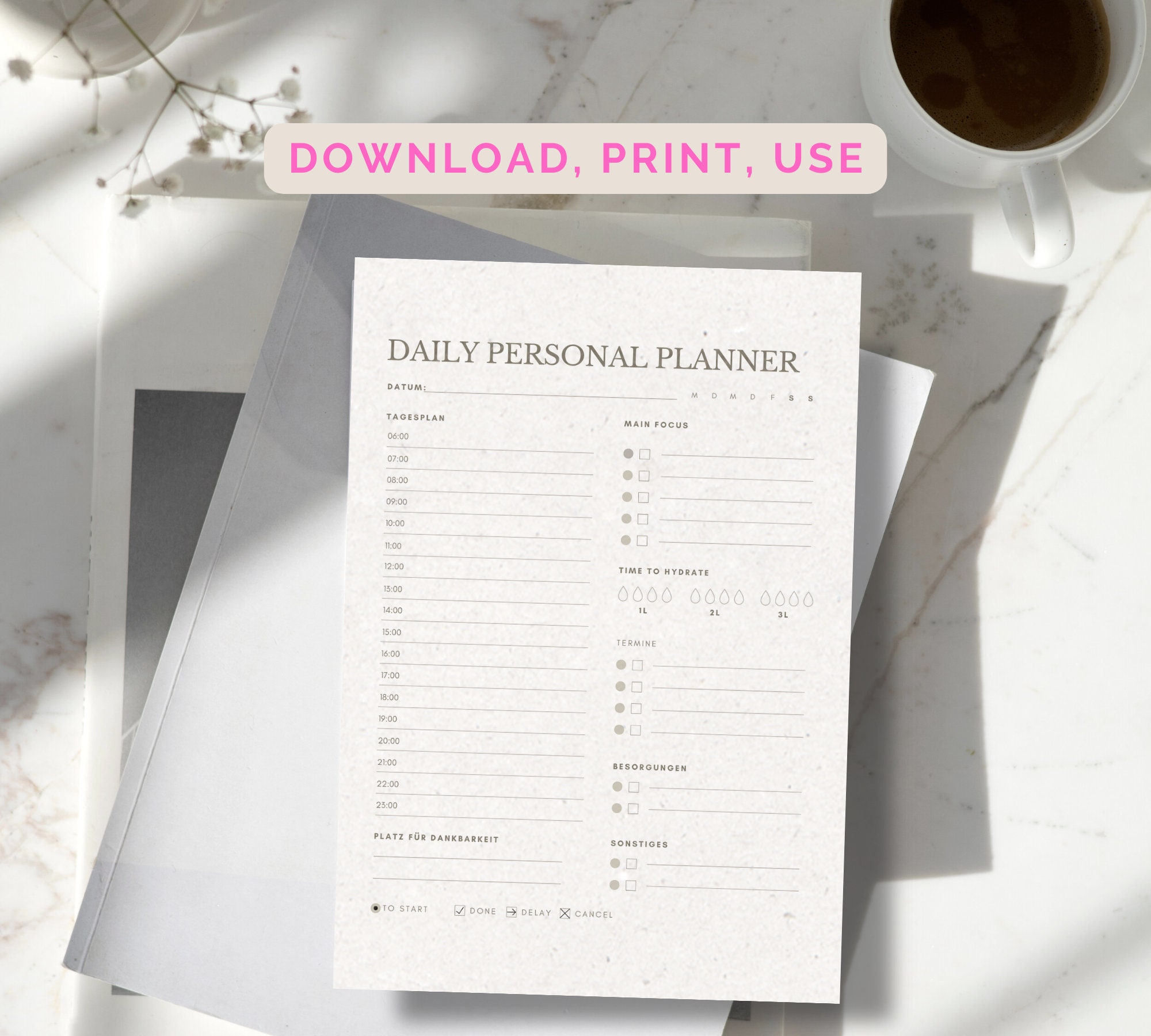 Instant Download Daily Planner Printable & Digital - Etsy