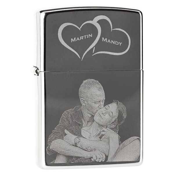 Zippo Feuerzeug Street Chrom Gravur mit Foto / Bildgravur personalisiertes Geschenk