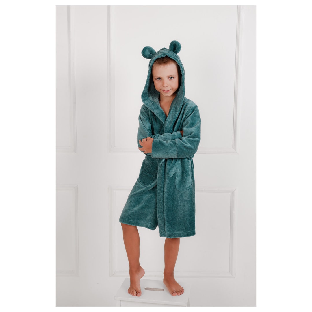 Hooded Bathrobe With Ears for Kids Premium Bamboo Terry Cloth Etsy