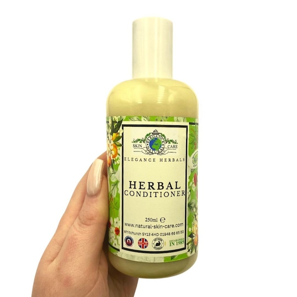 Herbal Conditioner 250ml by Elegance Natural Skin Care Luxury Gift UK Revives Hair Soft Shiny and Manageable