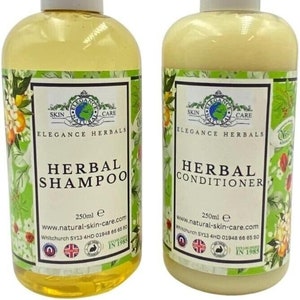 Herbal Shampoo and Conditioner Set by  Elegance Natural Skin Care Revives Hair leaving it Shiny and Manageable Hand Made UK