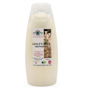 Gel doccia al latte di capra 250 ml formulato per pelli secche e sensibili, detergente per il corpo di Elegance Natural Skin Care UK