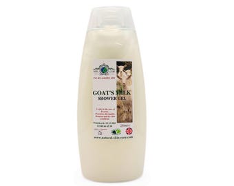 Goats Milk Shower Gel 250ml Formulated for Dry Sensitive Skin Body Wash by Elegance Natural Skin Care Body wash for dry skin Made in UK