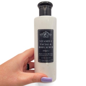 Vitamin E Facial and Body Scrub Elegance Natural Skin Care 250ml Vegan Approved Walnut Shell Natural Scrub for Face and Body exfoliating