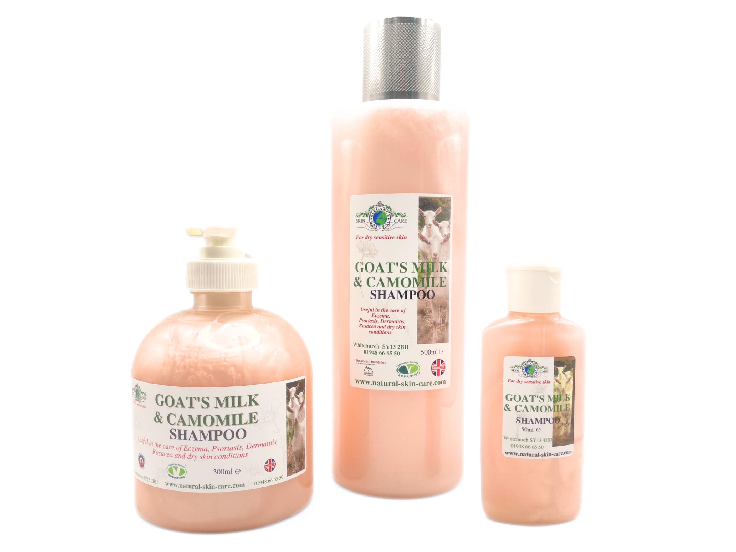 Goats Milk & Camomile Chamomile Shampoo For Dry Sensitive Scalps by Elegance Natural Skin Care UK GB Hair soothing irritation