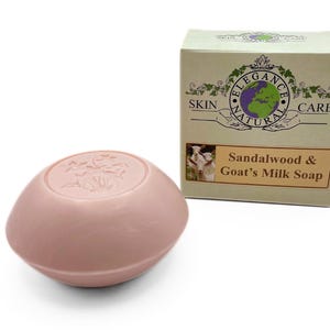Goats Milk & Sandalwood Soap Bar 100g Triple Milled by Elegance Natural Skin Care for Dry Sensitive Skin Eczema Psoriasis Dermatitis Rosacea