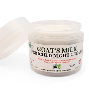 Goats Milk Enriched Night Moisturising Cream 50g Formulated for Dry Sensitive Skin Family Business Gentle and Rich Non Greasy Moisturiser