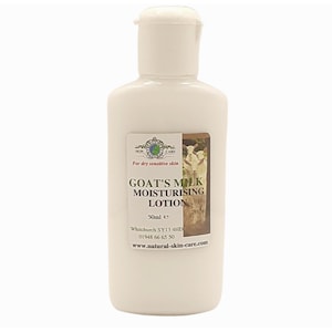 Goats Milk Travel Size Moisturising Lotion 50ml Formulated for Dry Sensitive Skin dry Sensitive Irritated Skin Eczema Psoriasis daily use