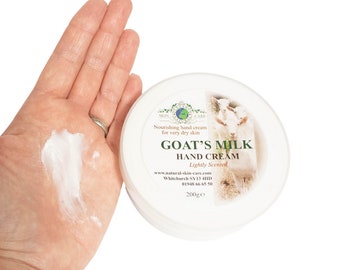 Goats Milk Hand Cream for Dry sensitive itchy skin UK Vegetarian Society Approved Natural Skin Care Moisturiser Moisturising
