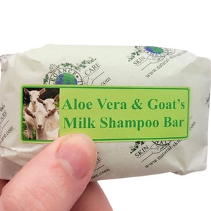 Barra de champú de aloe vera y leche de cabra 100 g de Elegance Cuidado natural de la piel para eccema, psoriasis, dermatitis, cuero cabelludo seco sensible, respetuoso con el medio ambiente