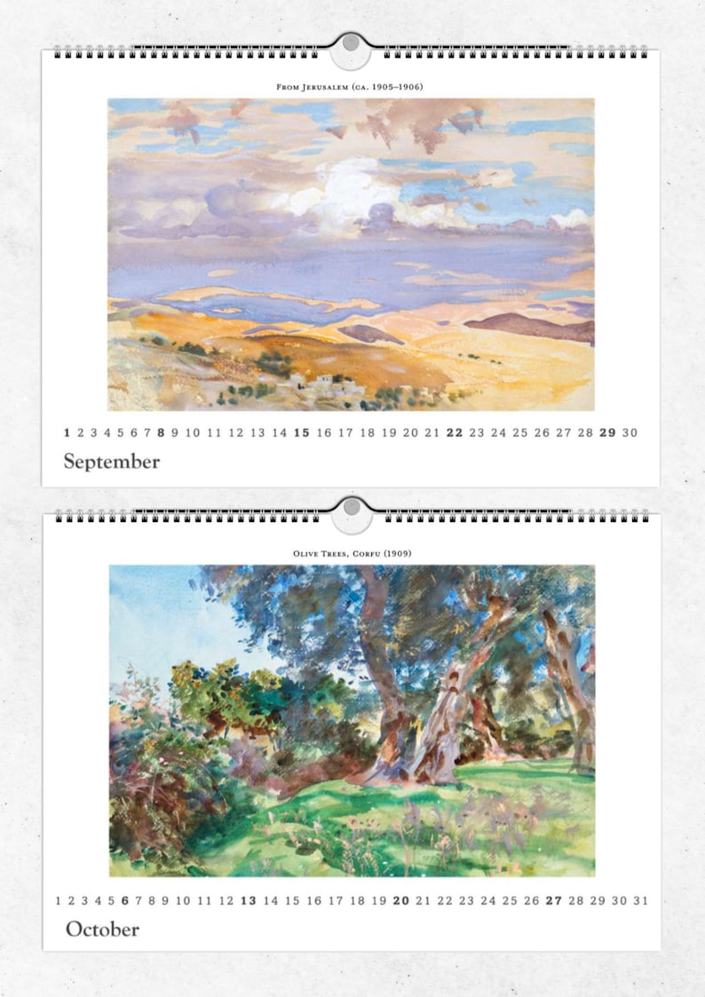 Wall Calendar 2024 john Singer Sargent DIN A4 Etsy