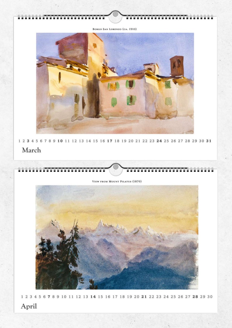 Wall Calendar 2025 john Singer Sargent DIN A4 Horizontal Art Calendar