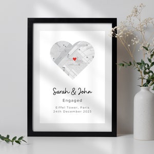 Engagement Print Map | Engagement Print | Wall art | Wall prints | Engagement Gift