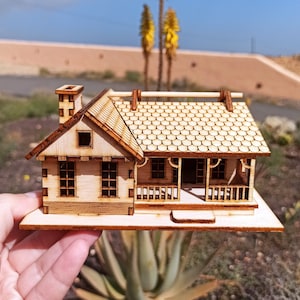 Casa di campagna in legno tagliata al laser DIGITAL PATTERN ai plt rld dxf
