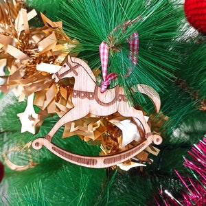 Enfeite de Natal de cavalo de balanço PADRÃO DIGITAL Corte a laser dxf pdf rld svg