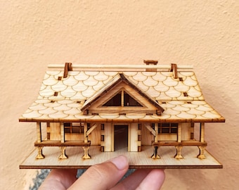 3D Ornament House 3 Pieces Laser Cut Out Unfinished ORN81 3D Ornament House 3 Pieces Laser Cut Out Unfinished ORN81