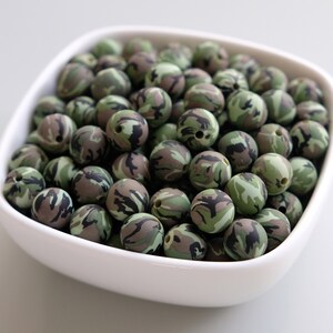 Camouflage Silicone Bead,15mm Round Silicone Bead,Bulk Silicone Bead,Silicone Bead Wholesale